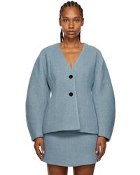 Ganni - Long Sleeve Twill Wool Suiting Blazer - Lyst