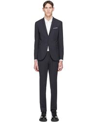Neil Barrett Navy And White Wool Pinstripe Suit - Blue