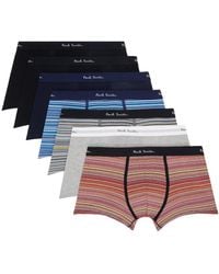 Paul Smith - Seven-pack Multicolor 'signature Stripe' And Plain Boxers - Lyst