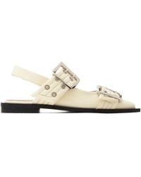 Ganni - Wide Welt Buckle Ballerina Flats - Lyst