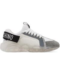 Moschino - White Logo Tape Teddy Sneakers - Lyst