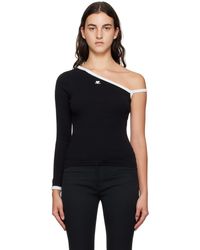 Courreges - Black Asymmetric T-shirt - Lyst