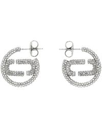 Marc Jacobs - Petites boucles d'oreilles à anneau argentées à logo et à ornements en verre taillé - Lyst