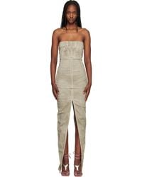 Rick Owens - Taupe Temple Sliced Bustier Denim Maxi Dress - Lyst