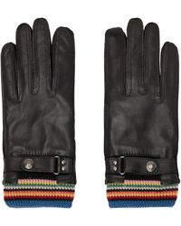 Paul Smith - Leather 'Signature Stripe' Cuff Gloves - Lyst
