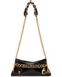 Balmain - ブラック 1945 Soft ストライプ エナメルレザー バッグ - Lyst