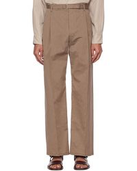 Lemaire - Brown Striped Belted Easy Trousers - Lyst