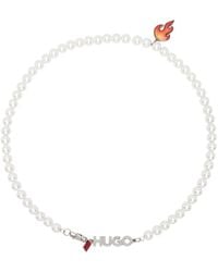 HUGO - White Flame Pendant Necklace - Lyst
