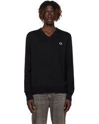 Fred Perry - F perry pull noir à col en v - Lyst