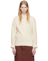 Lemaire - Off-white Straight Collar Twisted Shirt - Lyst