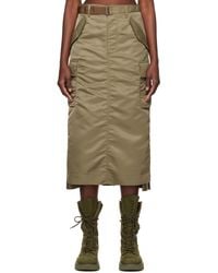 Sacai - Khaki Nylon Twill Midi Skirt - Lyst