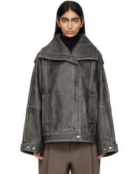 REMAIN Birger Christensen - Black Oversized Leather Jacket - Lyst