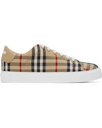 Burberry - ベージュ チェック＆レザー スニーカー - Lyst