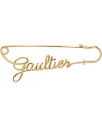 Jean Paul Gaultier - Broche en forme d'épingle de sureté dorée à logo - tattoo - Lyst