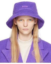 MSGM - Purple Shag Knit Bucket Hat - Lyst