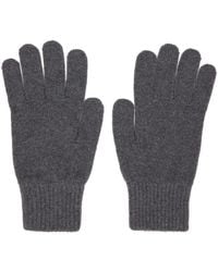 Sunspel Gray Recycled Cashmere Knitted Gloves