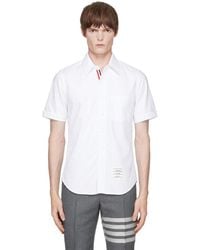 Thom Browne - Oxford Grosgrain Placket Short Sleeve Shirt - Lyst