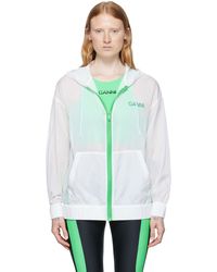 Ganni - Ssense Exclusive White Recycled Nylon Sport Hoodie - Lyst