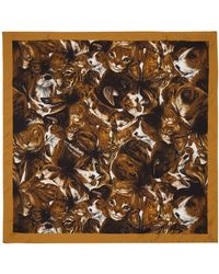 Acne Studios - Foulard brun en soie à motif graphique et logo imprimés édition per b sundberg - Lyst