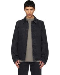 Rier - Blouson Noir En Denim À Effet Délavé - Lyst