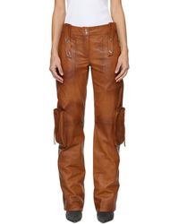 Blumarine - Pantalon brun en cuir à poches soufflet - Lyst