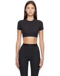 Skims - Black Fits Everybody Super Cropped T-shirt - Lyst