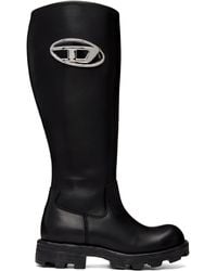 DIESEL - D-Hammer-Leather Knee-High Boots - Lyst