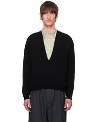 Lemaire - Black Deep V-neck Sweater - Lyst