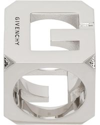 Givenchy - Bague argentée à découpes à logo - Lyst