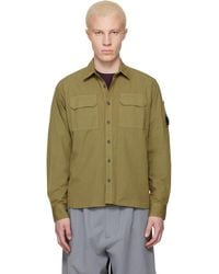 C.P. Company - Khaki Organic Gabardine Long Sleeve Lens Shirt - Lyst