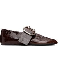 Jil Sander - Burgundy Crackled Ballerina Flats - Lyst