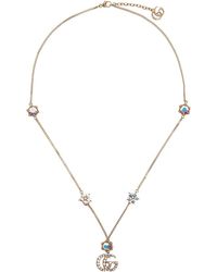 LOUIS VUITTON Crystal Essential Glory LV Necklace Gold 888672