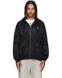A Bathing Ape - Pull À Capuche À Glissière Noir À Motif Camouflage En Jacquard Et À Écusson À Logo - Lyst