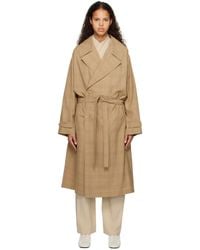 Lemaire - Beige Double-breasted Trench Coat - Lyst