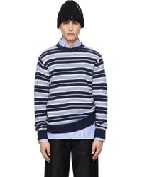 Marni - ブルー＆ホワイト Iconic Stripe カシミヤブレンド プルオーバー - Lyst