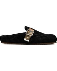 Burberry - Check Shearling Urchin Clogs - Lyst