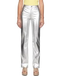 STAUD - Silver Chisel Faux-leather Trousers - Lyst