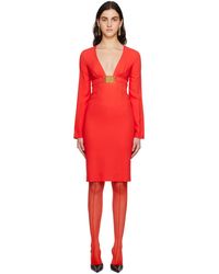Moschino - Red Double Smiley V-neck Midi Dress - Lyst