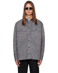 Bottega Veneta - Gray Printed Leather Shirt - Lyst