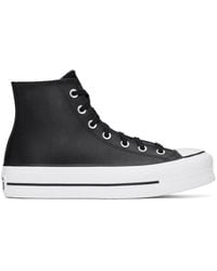 Converse - Black Chuck Taylor All Star Lift Leather Sneakers - Lyst