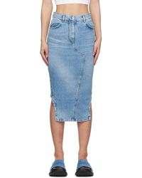 Givenchy - Jupe midi asymétrique bleue en denim - Lyst