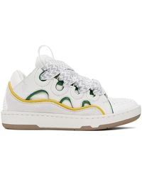 Lanvin - Ssense Exclusive White Leather Curb Sneakers - Lyst