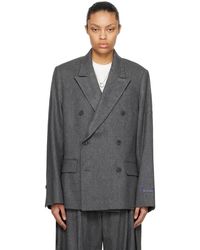 Adererror - Gray Double-breasted Blazer - Lyst