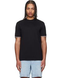 BOSS - Cotton-Jersey Signature-Stripe Cuffs T-Shirt - Lyst