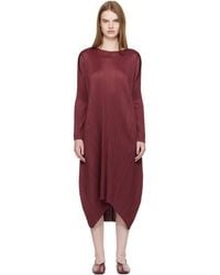 Pleats Please Issey Miyake - Burgundy Monthly Colors October Midi Dress - Lyst