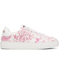 Versace - Baskets Blanc Cassé Et Rose À Motifs Greca Et Underwater Barocco - Lyst