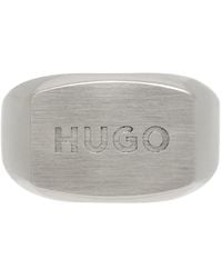 HUGO - Silver Logo Ring - Lyst