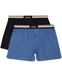 BOSS - Ensemble de deux boxers bleu et noir à bouton - Lyst