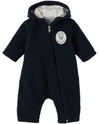 Moncler - ベビー｜ネイビー ロゴパッチ カバーオール - Lyst
