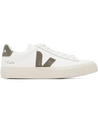 Veja - Baskets Campo Blanc Et Kaki En Cuir - Lyst